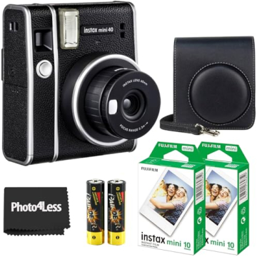 Fujifilm Instax Mini 40 Instant Camera Vintage Black with 20 Sheets Film & Case