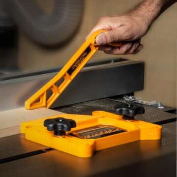 POWERTEC 71554 2-Piece Universal Featherboard Woodworking Safety Kit w/Deluxe Magnetic Push Stick for Table Saws, Router Tables, Jointers