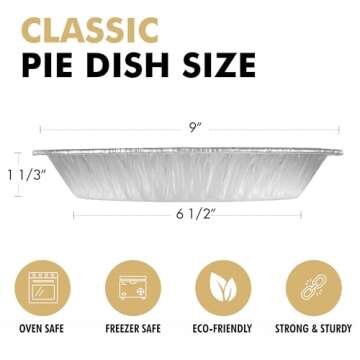 9" Pie Pans [30 Pack] - Heavy Duty Standard-Sized Disposable Aluminum Foil Pie Tins for Baking and S...