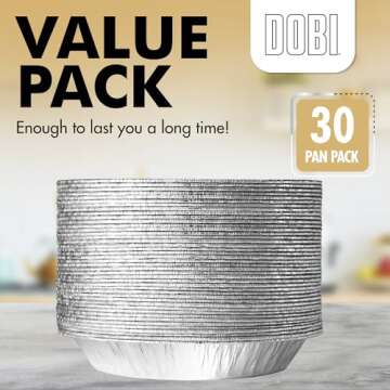 9" Pie Pans [30 Pack] - Heavy Duty Standard-Sized Disposable Aluminum Foil Pie Tins for Baking and Serving