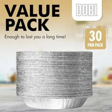 9" Pie Pans [30 Pack] - Heavy Duty Standard-Sized Disposable Aluminum Foil Pie Tins for Baking and Serving