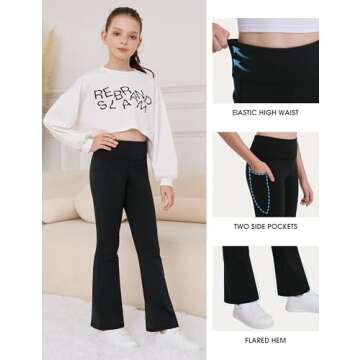 Desol Girls Fleece Lined Flare Leggings for Comfort and Style