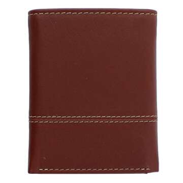Timberland Men's Leather RFID Blocking Trifold Wallet, Cognac, One Size