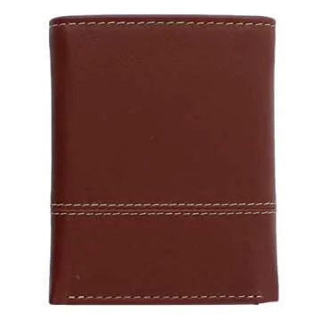 Timberland Men's Leather RFID Blocking Trifold Wallet, Cognac, One Size
