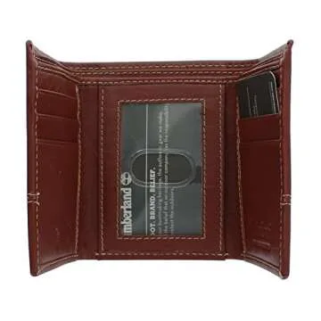 Timberland Men's Leather RFID Blocking Trifold Wallet, Cognac, One Size