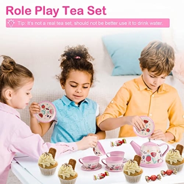 Globalstore 15 Pcs Tin Tea Set for Creative Kids Play