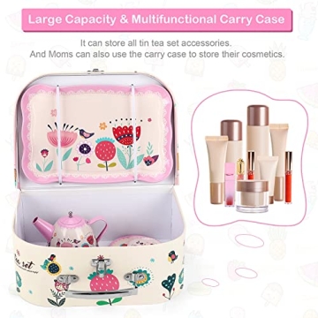 Globalstore 15 Pcs Tin Tea Set for Creative Kids Play