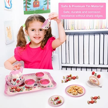 Globalstore 15 Pcs Tin Tea Set for Creative Kids Play