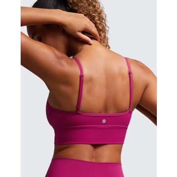 CRZ YOGA Butterluxe Women's V Neck Longline Sports Bra - Adjustable Padded Yoga Camisole Crop Top Ma...