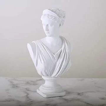 Beonueni 12 Inch Roman Goddess of Wisdom Bust Statue Gypsum Statue Replica Sculpture Figurine Home D...