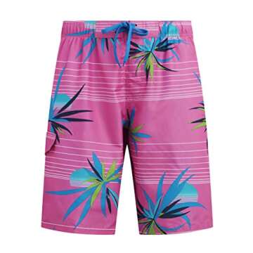 Kanu Surf Men's Standard Swim Trunks (Regular & Extended Sizes), Bellaire Pink, Large