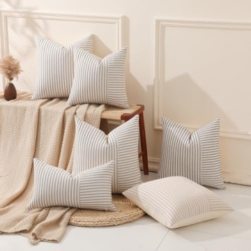 Hckot Decorative Patchwork Pillow Covers for Home Decor