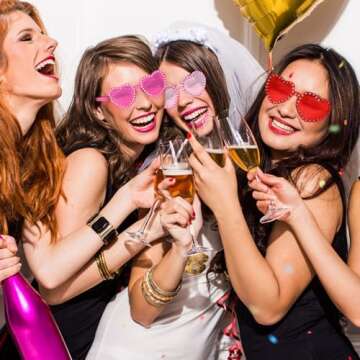 Hot Pink Heart Sunglasses for Women Transparent Rimless Sunglasses Rhinestone Heart Shaped Sunglasses Heart Glasses for Party Favors