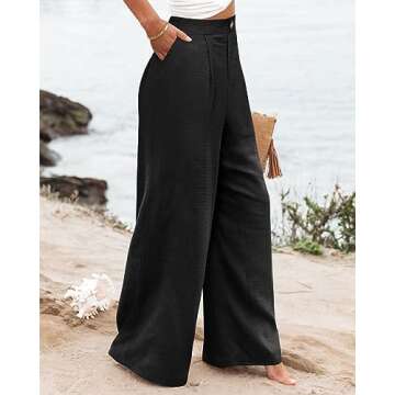 Angerella Women's Plus Size Wide Leg Work Pants - Stylish & Comfortable Dress Trousers