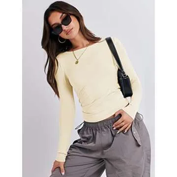 ANRABESS Women’s Long Sleeve Crop Top - Y2K Style Must-Have