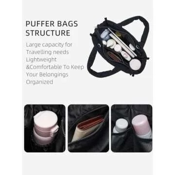 WESTBRONCO Puffer Crossbody Bags for Women, Quilted Purses, Lightweight Shoulder Bag Puffy Bag Nylon Handbags for Travel