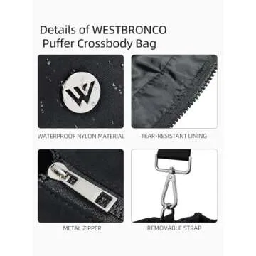 WESTBRONCO Puffer Crossbody Bags for Women, Quilted Purses, Lightweight Shoulder Bag Puffy Bag Nylon Handbags for Travel