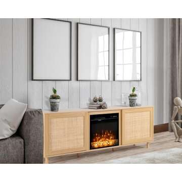 VINGLI Stylish Fireplace TV Stand for TVs Up to 75 Inches