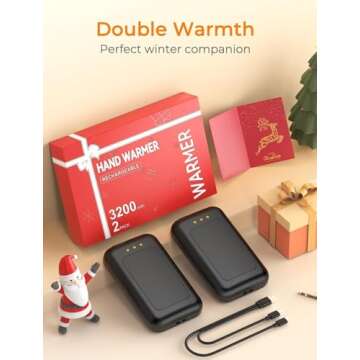 Jerritte Electric Hand Warmers Rechargeable 2 Pack, Rechargeable Hand Warmer, 16 Hrs Portable Hand Warmer for Outdoor Camping Hunting Golf Accessories, Gifts for Women Men Black