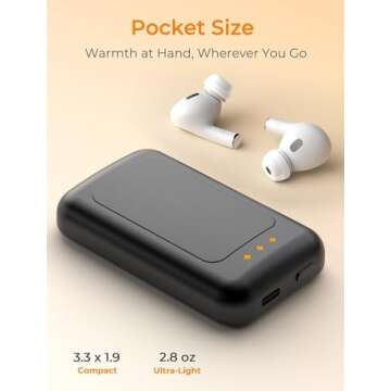 Jerritte Electric Hand Warmers Rechargeable 2 Pack, Rechargeable Hand Warmer, 16 Hrs Portable Hand Warmer for Outdoor Camping Hunting Golf Accessories, Gifts for Women Men Black