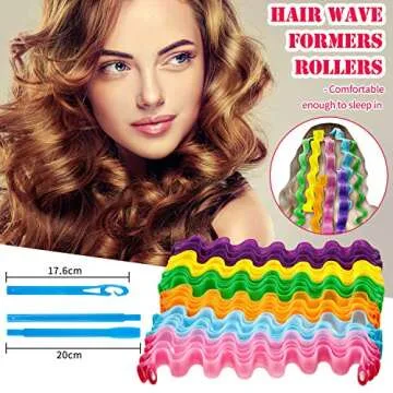 30 Pieces Heatless Waves Curlers Spiral Curls Styling Kit No Heat Hair Waver Spiral Curlers Rollers with 2 Pieces Styling Hooks for Most Hairstyles (45 cm)
