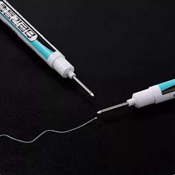 Deevoka 10 Pieces 20mm Tips Deep Drill Hole Marker Pen White Carpenter Waterproof Multi Purpose Deep Reach Markers Woodworking Pens Long Nib Marker