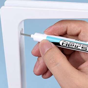 Deevoka 10 Pieces 20mm Tips Deep Drill Hole Marker Pen White Carpenter Waterproof Multi Purpose Deep Reach Markers Woodworking Pens Long Nib Marker