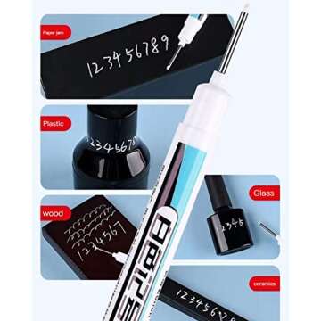 Deevoka 10 Pieces 20mm Tips Deep Drill Hole Marker Pen White Carpenter Waterproof Multi Purpose Deep Reach Markers Woodworking Pens Long Nib Marker