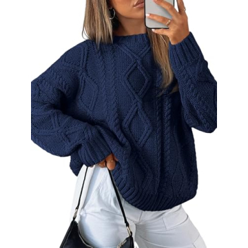 Trendy Queen Oversized Sweaters Womens Plus Size 2024 Fall Fashion Outfits Cable Knit Crewneck Pullo...