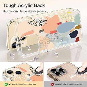 ICEDIO for iPhone 13 Case with Screen Protector,Slim Fit Crystal Clear Cover with Fashionable Designs for Girls Women,Protective Phone Case 6.1" Multi-Colored Painting Cactus