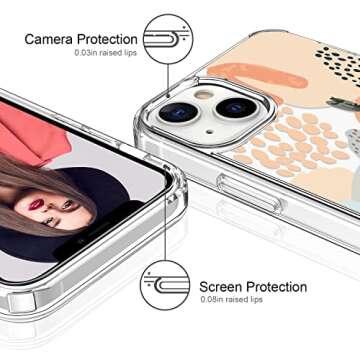 ICEDIO for iPhone 13 Case with Screen Protector,Slim Fit Crystal Clear Cover with Fashionable Designs for Girls Women,Protective Phone Case 6.1" Multi-Colored Painting Cactus