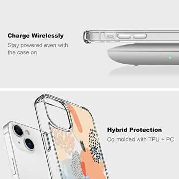 ICEDIO for iPhone 13 Case with Screen Protector,Slim Fit Crystal Clear Cover with Fashionable Designs for Girls Women,Protective Phone Case 6.1" Multi-Colored Painting Cactus