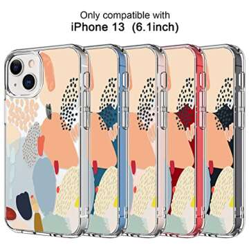ICEDIO for iPhone 13 Case with Screen Protector,Slim Fit Crystal Clear Cover with Fashionable Designs for Girls Women,Protective Phone Case 6.1" Multi-Colored Painting Cactus