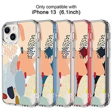 ICEDIO for iPhone 13 Case with Screen Protector,Slim Fit Crystal Clear Cover with Fashionable Designs for Girls Women,Protective Phone Case 6.1" Multi-Colored Painting Cactus