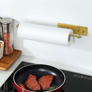 Alise Gold Paper Towel Holder,Paper Towels Rolls for Kitchen,SUS304 Stainless Steel Paper Towel Rack...