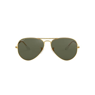 Ray-Ban RB3025 Classic Aviator Sunglasses, Gold/Green Polarized, 58 mm