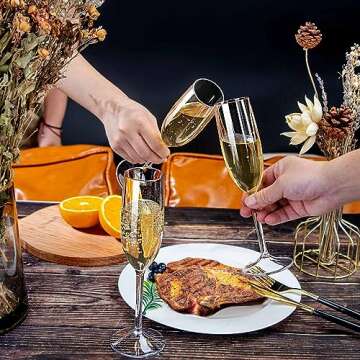 Ciaell 6 Pack Plastic Champagne Flutes - 5.5OZ Unbreakable Tritan Champagne Glasses - Plastic Wine Glasses with Stem - Disposable Stemmed Champagne Glasses Perfect for Party, Poolside & Outdoor