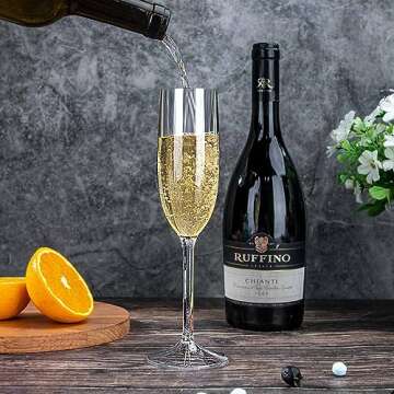 Ciaell 6 Pack Plastic Champagne Flutes - 5.5OZ Unbreakable Tritan Champagne Glasses - Plastic Wine Glasses with Stem - Disposable Stemmed Champagne Glasses Perfect for Party, Poolside & Outdoor