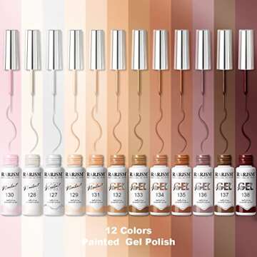 RARJSM Gel Paint for Nail Art Nude Liner Gel Nail Polish Set 12 Colors 5ml Pink Brown Line Art Gel P...
