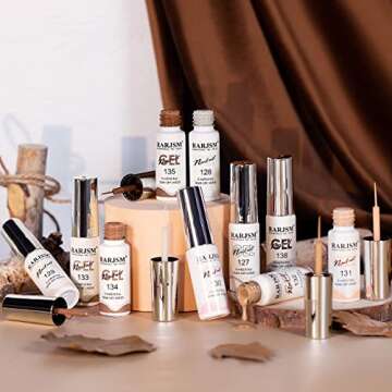 RARJSM Gel Paint for Nail Art Nude Liner Gel Nail Polish Set 12 Colors 5ml Pink Brown Line Art Gel Polish Build in Thin Sharp Brush for Swirl Nails Striping Painting Art Gel Soak Off Curing Requires