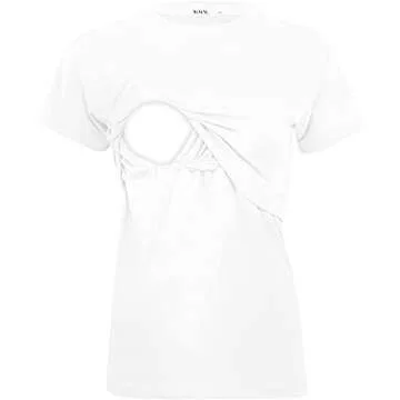 Miss Military Mom Women's Breastfeeding Double Layered Pregnancy Maternity Nursing Short Sleeve T-Sh...