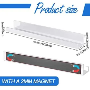 Lincia 2 Pcs Magnetic Book Shelf for Whiteboard Magnetic Shelf Metal Floating Book Shelves Magnetic Book Display Shelf Magnetic Book Shelf for Teacher Office(17 x 2.4 x 2 Inch,White)