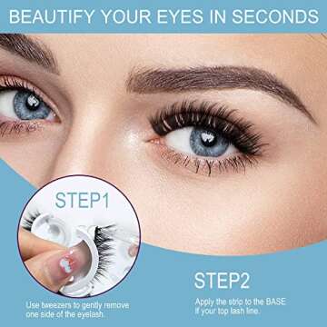 SQYlashes Glueless Lashes, Adhesive Lashes no Glue, Stick on Lashes, Self Adhesive Eyelashes Natural Look, Reusable and Waterproof (Black Color, 3 Pairs)