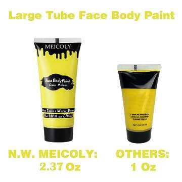 MEICOLY Yellow Face Body Paint,2.37Oz Large Tube Water Based Washable Body Paint,Yellow Face Paint f...