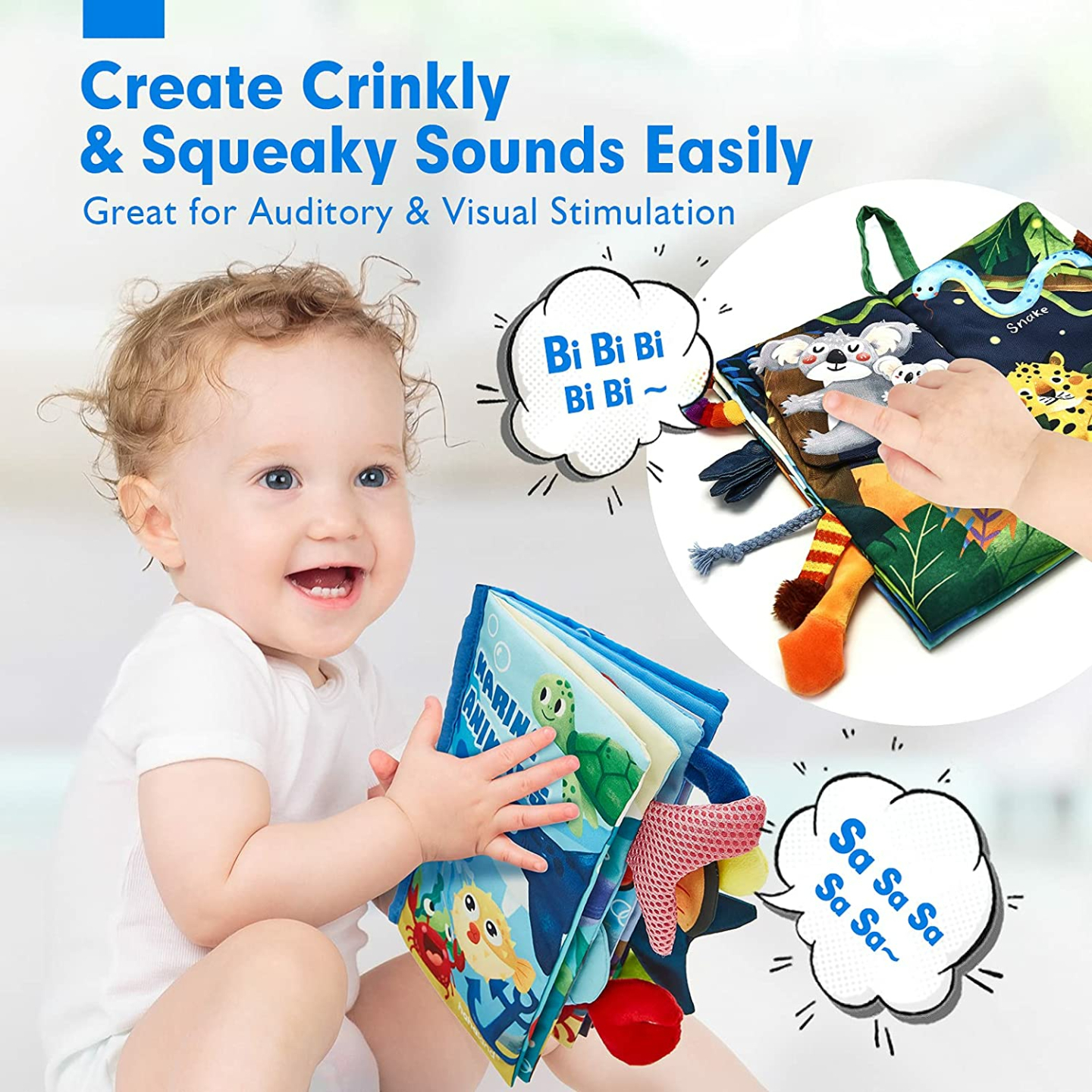 Hahaland Baby Crinkle Soft Books Set for Infants