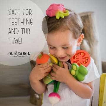 Oli & Carol Natural Rubber Teether - Fruit Shaped Teething Toy for Babies 0-12 Months | Baby Teething Relief | Teethers for Infants 0-6 & 6-12 Months | Natural Hevea Rubber (Wally The Watermelon)