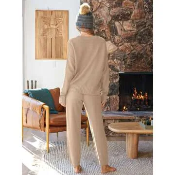 Trendy 2-Piece Loungewear Set for Women - LILLUSORY Cozy Knit