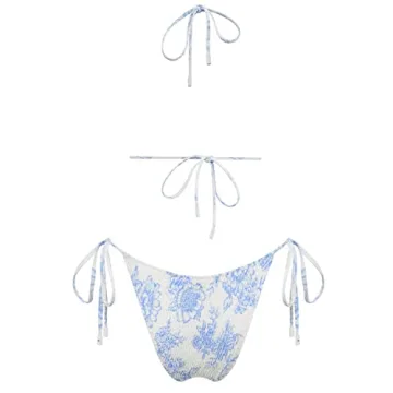 VOLAFA Women's Smocked Triangle Bikini Set for Summer Fun