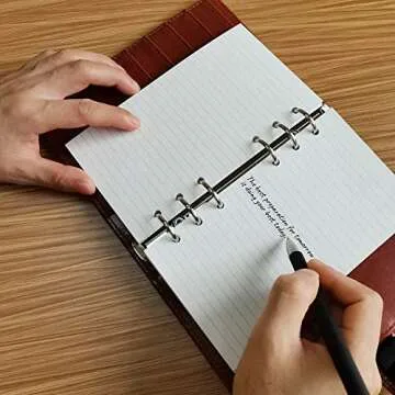 A6 Refill Paper, 100 Sheets Lined Paper, 6 Hole Punched - 5 Binder Dividers, 3 PVC Pouches, 160 Colored Index Tabs, 1 Quick Page Finder, for Filofax Personal Planners, 3.75 x 6.75 Inch