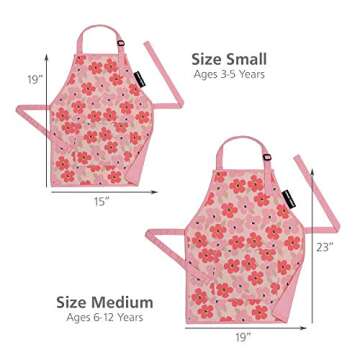 Urban Infant Little Helper Kids Apron - Children's Cooking Art Gardening - Great Gift for Toddler Boys and Girls - Poppies, Small